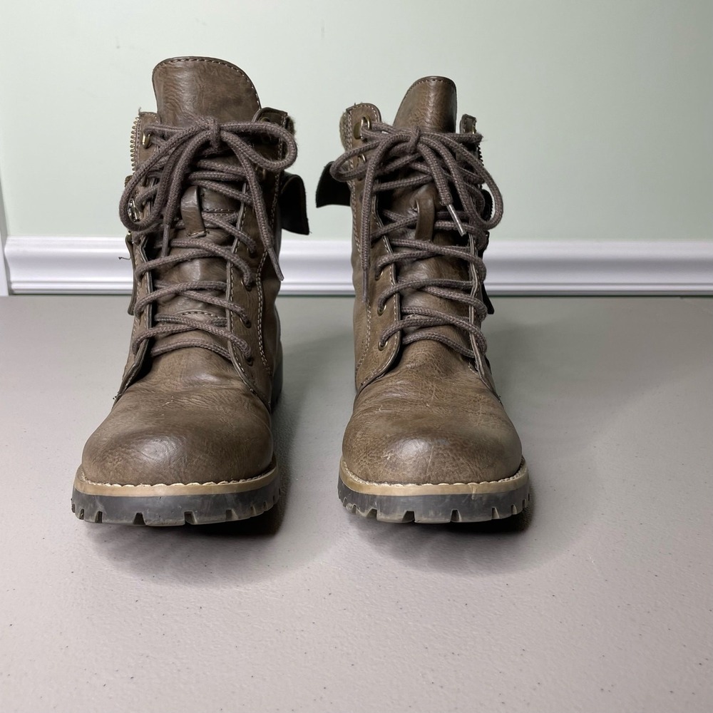 Cliffs by White Mountain Boots Sweater Ankle Cuff Lace Up Brown 6.5 Granola Camp - Picture 2 of 8